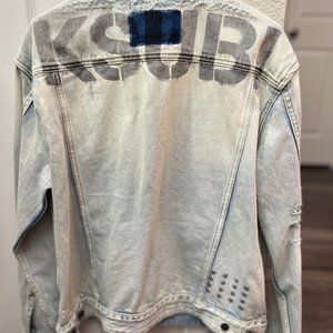 KSUBI Logo Stencil Denim Trucker Jacket Medium NWT